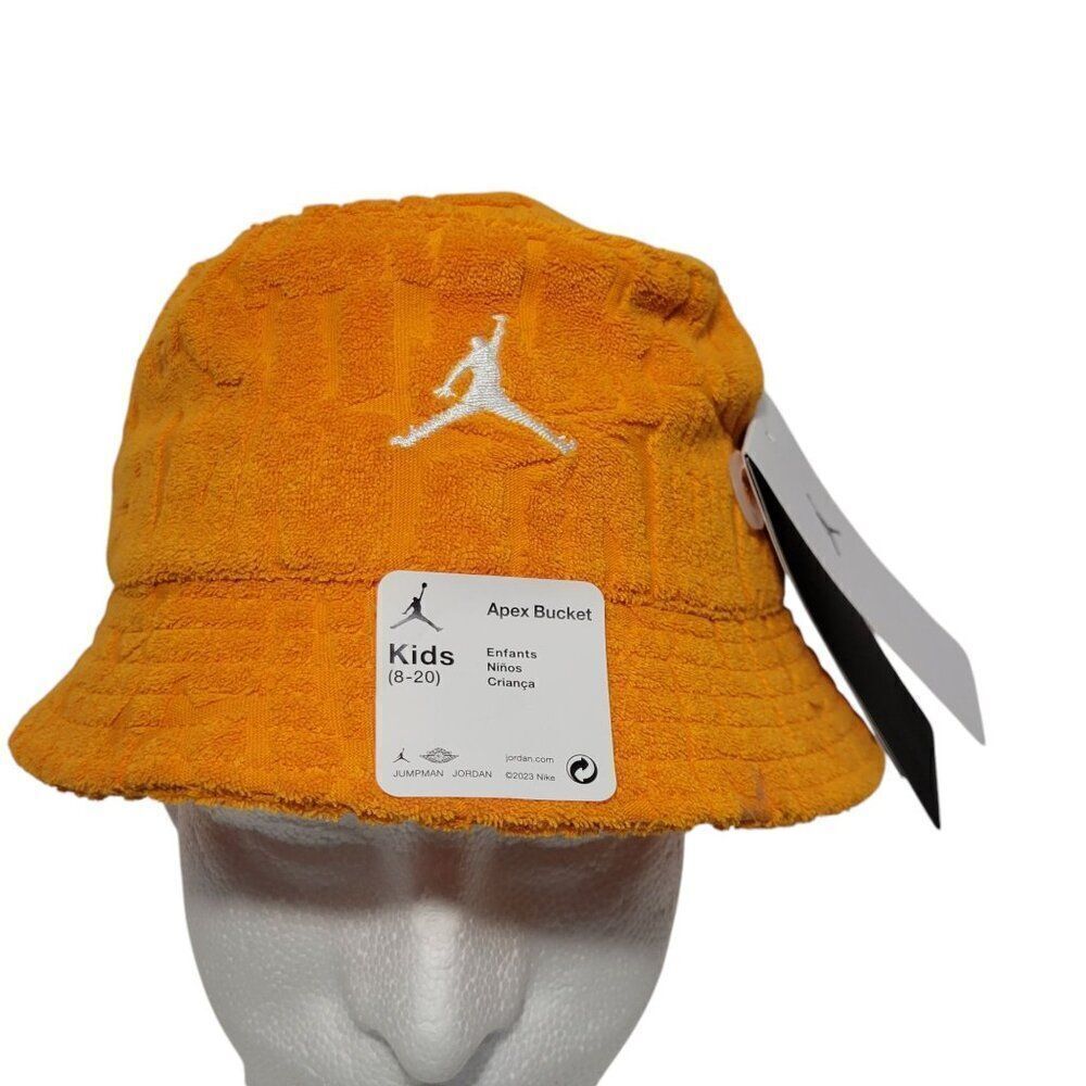 Jordan Jumpman Apex Bucket Hat Kids Youth 8-20 Orange Unisex UPF 40 Boy Girl NEW